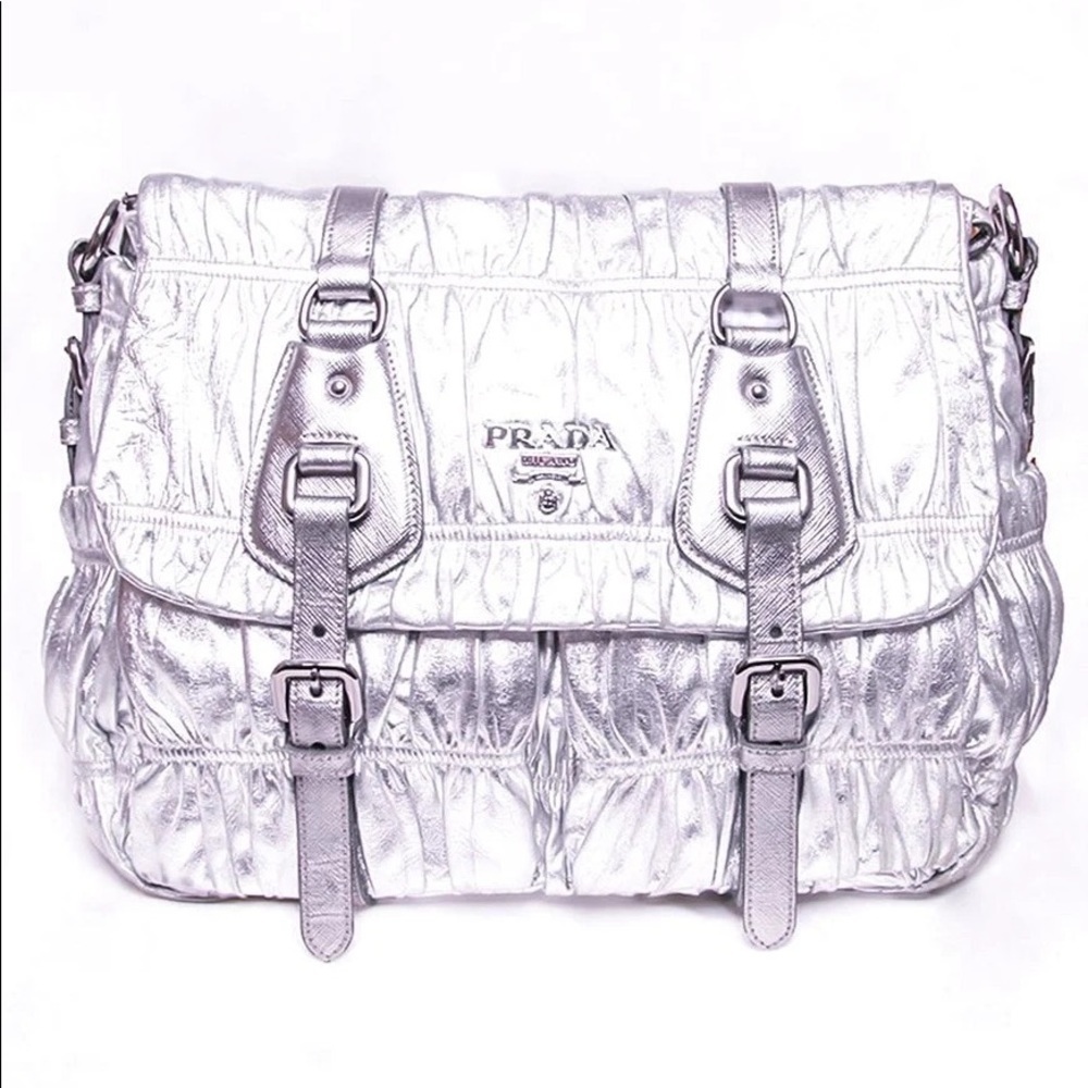 Prada Silver Metallic Diaper Bag